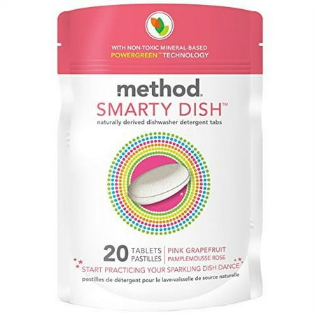 method Smarty Dish Dishwasher Detergent, Pink Grapefruit, 20 ct