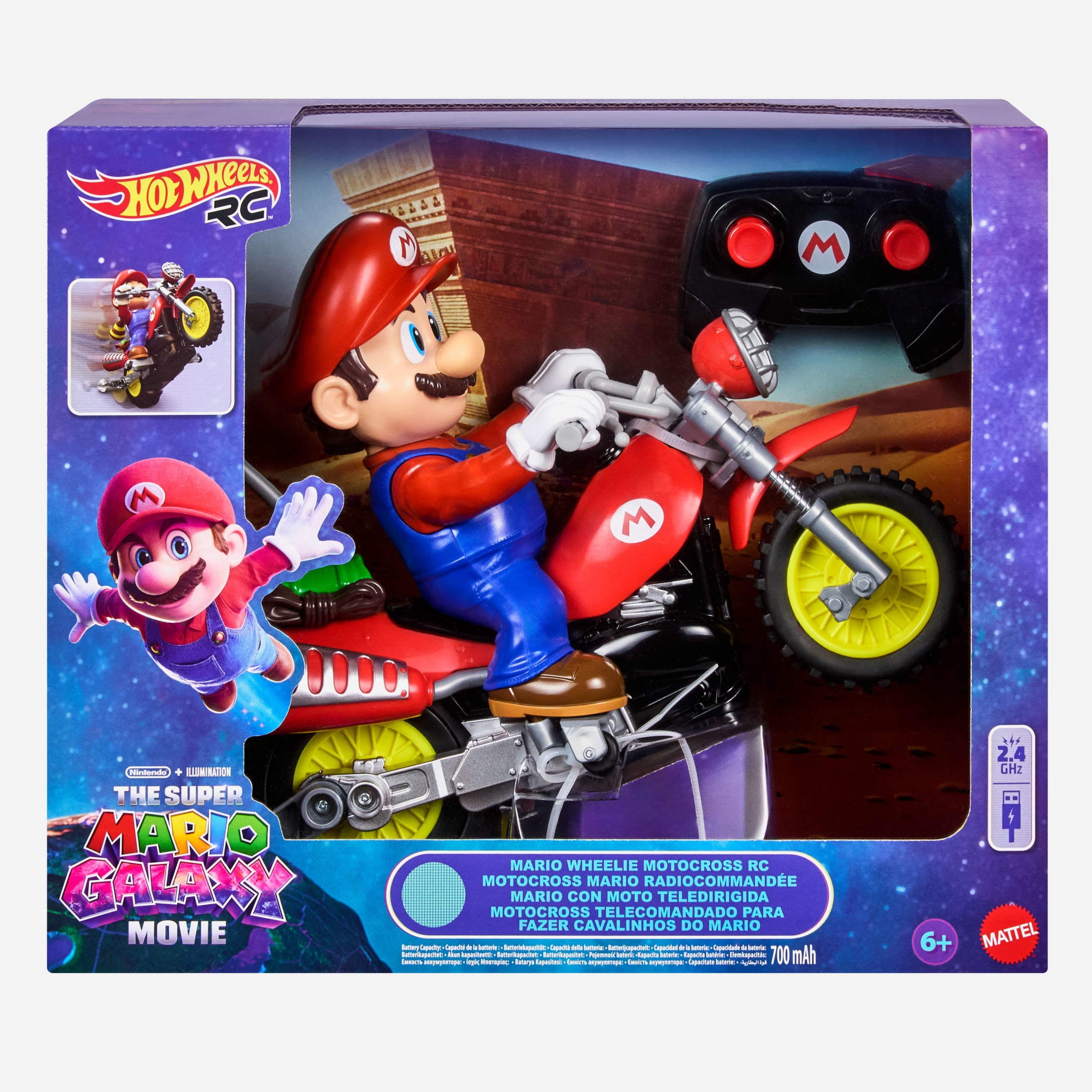 Hot Wheels Mario Wheelie Motocross RC, Remote-Controlled Battery-Powered Vehicle
