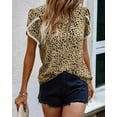 thumbnail image 3 of PRETTYGARDEN Women's Shirts Summer Casual Crewneck Lace Crochet Short Sleeve Blouses Cute Floral Print Loose Tunic Tops, 3 of 6