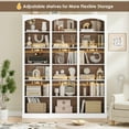 thumbnail image 5 of Homfa 18-Cube Bookcase and Bookshelves, 71.2" Triple Width 6 Tier Freestanding Arch Library Cabinet for Home Office Living Room, White Bark Texture & Walnut, 5 of 8