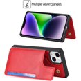thumbnail image 5 of Compatible with iPhone 14 Luxury PU Leather Case with Card Holder,Cash Slots,Stand Function Back Wallet Case Flip Wrist Strap Double Magnetic Clasp Protective Case for iPhone 14 6.1",Red, 5 of 7