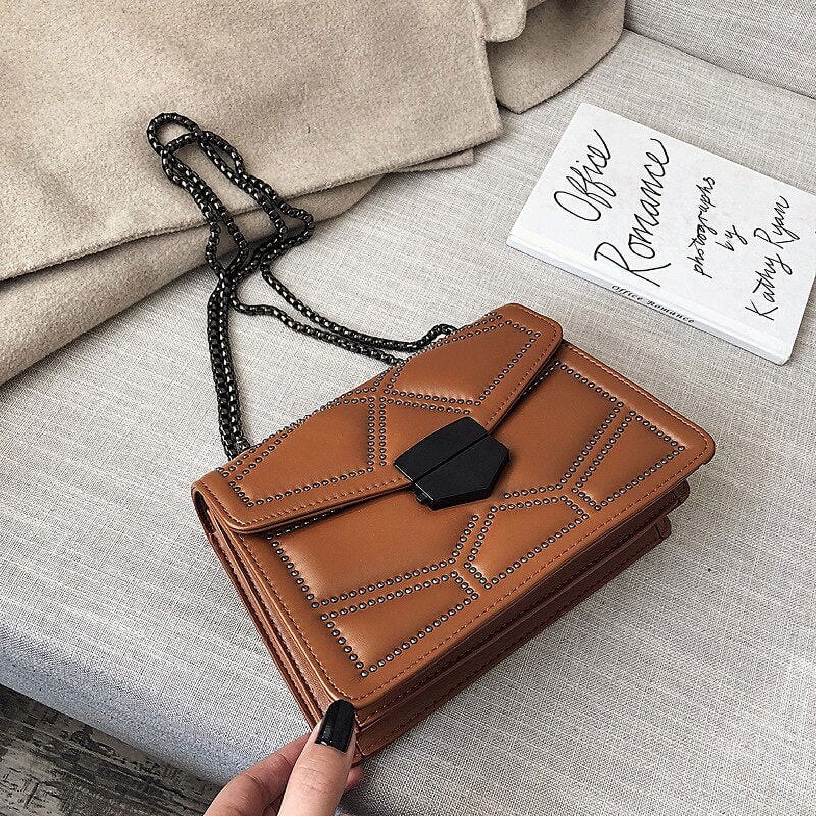 Vintage Rivet Chain Small Shoulder Bags For Women Flap PU Leather Fashion Small Square Crossbody Bag Designer Handbag
