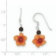 thumbnail image 3 of Sterling Silver Garnet Bead & Carnelian Dangle Flower Earrings, 3 of 3