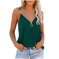 thumbnail image 2 of Busydd Tank Top for Women Casual Solid Color Spaghetti Strap Womens Tops Trendy Sleeveless Zipper Summer Tops Comfortable V Neck Camisole Tops for Women, 2 of 6