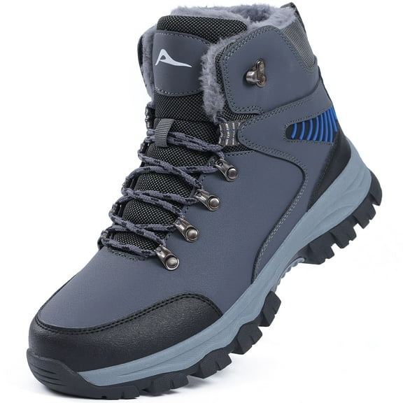 Ecetana Snow Boots for Men Winter Warm Ankle Boots Non-Slip Waterproof Outdoor Hiking Shoes