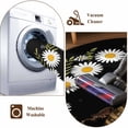 thumbnail image 6 of Honey Bee Area Rugs 5x7 ft Retro White Daisy Wreath Leaf Black Background Washable Rug Non Slip Indoor Carpet Absorbent Floor Mat for Living Room Bedroom Dining Room, 6 of 9