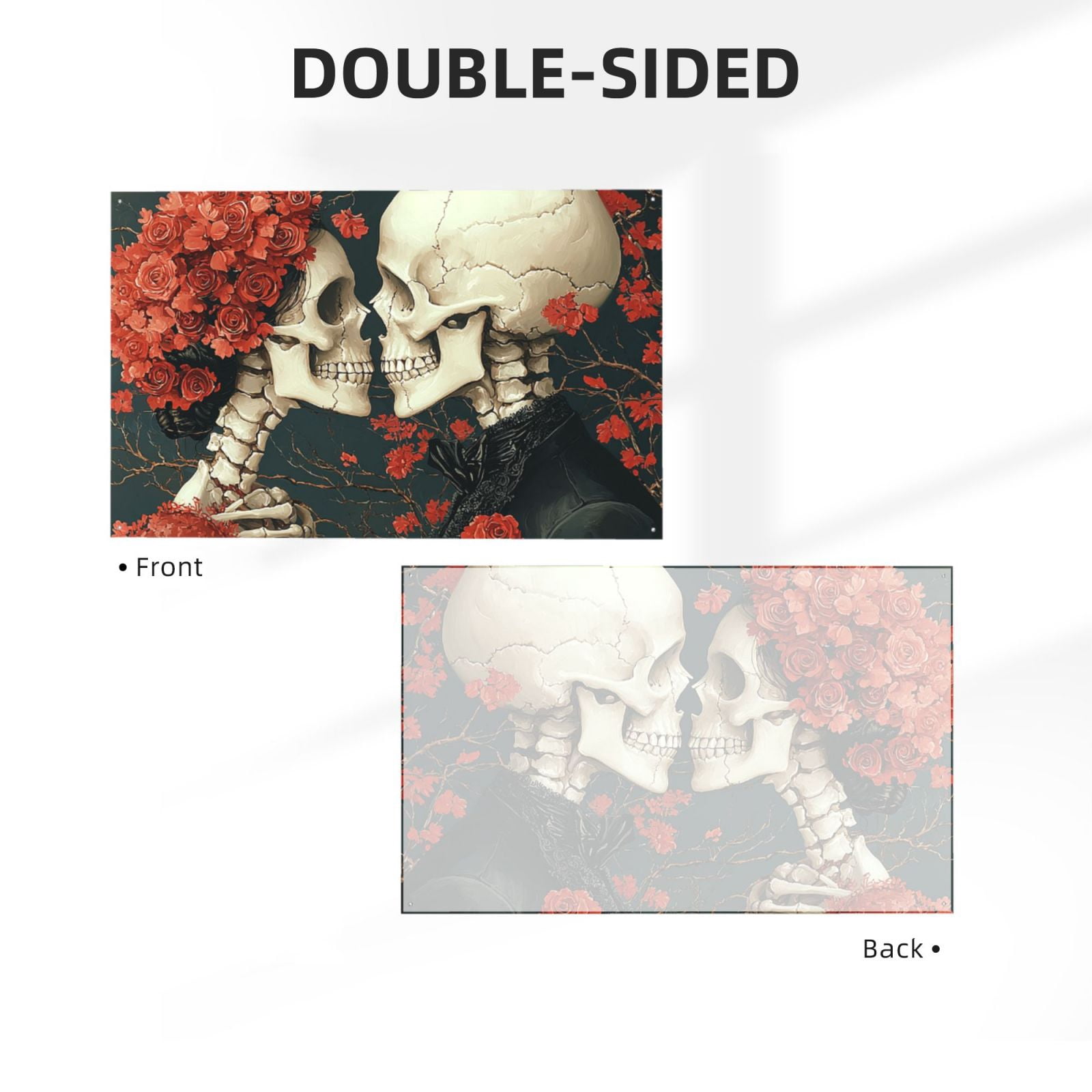 Gothic Skull Couple Four Hole Decorated Banner Flag for Garden Yard Home Decoration Indoor Outdoor 4x6 Ft