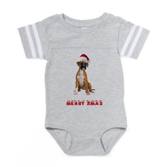 CafePress - Christmas Boxer - Cute Infant Baby Football Bodysuit