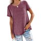 thumbnail image 1 of Pntutb Moda Mujer Camiseta de manga corta suelta Cuello redondo Color sólido tops Pntutb Pntutb-4011, 1 of 3