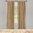 thumbnail image 2 of Ambesonne Dark Orange Curtains, Abstract Square Grid, Pair of 28"x63", Beige Dark Taupe, 2 of 4