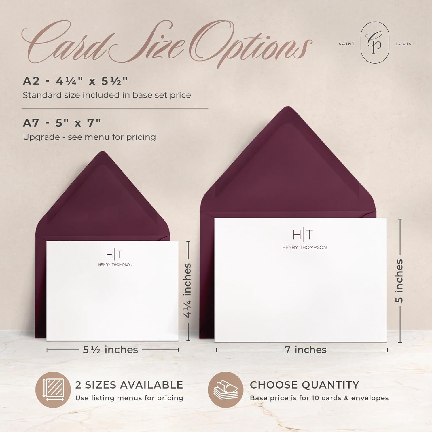 Personalized Stationery for Women & Men - A2 Flat Thank You Cards with Custom Notecards, Handmade Personalized Note Cards with Envelopes and Name, Custom Stationery - Thin Line Flat