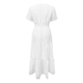 thumbnail image 3 of 2025 Women's Summer Short Sleeve Maxi Dress, Casual V Neck, Hollow Out Eyelet, Ruffled Swing A Line, 3 of 4