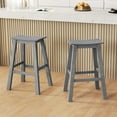 thumbnail image 2 of Costway 29" Patio Bar Stool Set of 2 with Curved Seat & Footrests for Backyard Outdoor Gray, 2 of 7