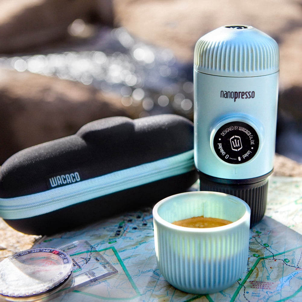 Wacaco Nanopresso Portable Espresso Maker with Protective Case-Outdoor Coffee Machine, Perfect for Camping, Travel and Office,vNew Elements Arctic Blue