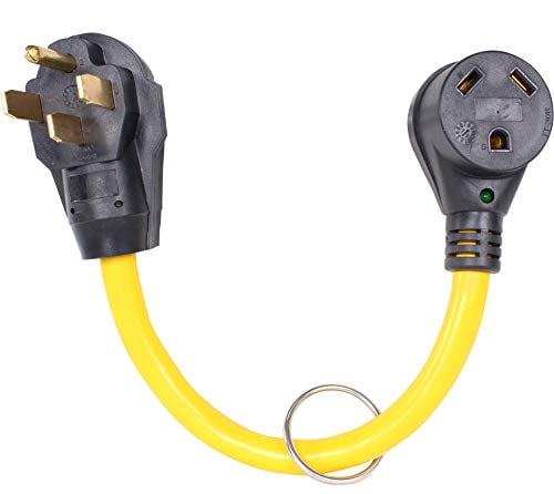Journeyman-Pro 50 Amp Male to 30 Amp Female Dogbone Adapter RV Electrical Power Plug Converter Cord Cable with LED Indicator Light Grip Handle 50 AMP Male to 30 AMP Female
