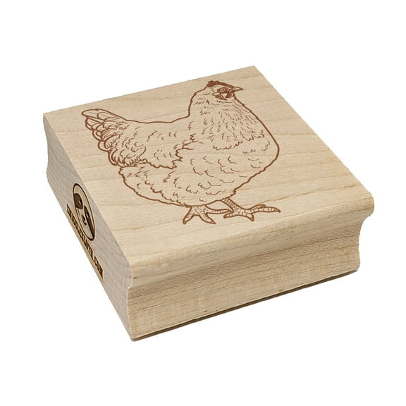 Plump Strutting Hen Chicken Square Rubber Stamp Stamping Scrapbooking Crafting - Small 1.25in