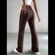 thumbnail image 5 of Pantalones Anchos de Pierna para Mujer, de Cintura Alta, para Estar en Casa, con Cintura Elástica, para Otoño e Invierno, Informales, de Punto Marrón S, 5 of 9