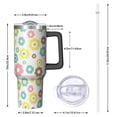 thumbnail image 2 of 40oz Pioneer Flower Floral Print Pattern Insulated Tumbler with Handle, BPA-Free Leak Proof Lid and Straws, Double Wall Vacuum, Hot 12h/Cold 34h, 2 of 6