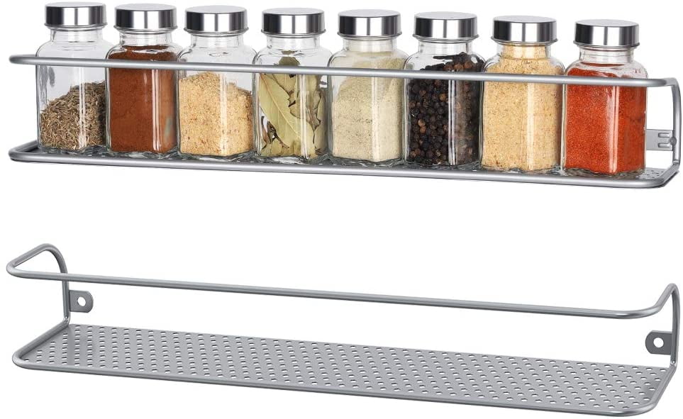 2 Pack Spice Racks Wall Mounted, 16.54 Inches Spice Organizer Shelves