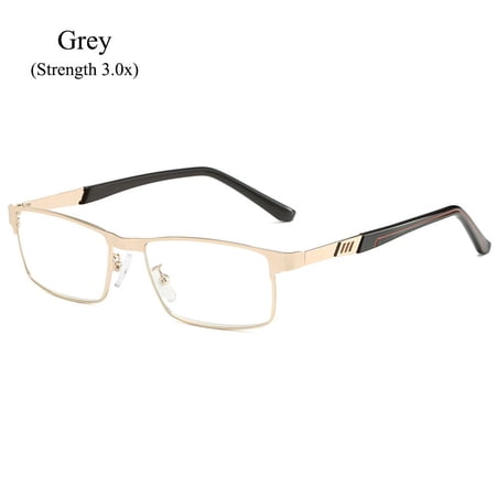 +1.0~+4.0 Stainless Steel Rectangle Eyeglasses Men Business Reading Glasses Computer Readers Optical Men's Presbyopic Glasses GOLD STRENGTH 3.0X