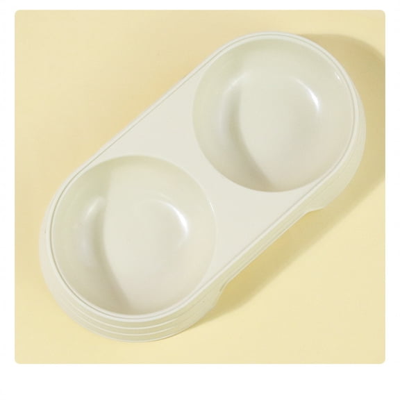 Pet Food and Water Bowl, Double Feeding Bowls, Small Grey, for Cats and Small Dogs, Portable Pet Accessories(4.7*9.1Inch,Beige)