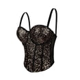 thumbnail image 4 of QHFBli Womens Glitter Sequin Corset Tops Lace Mesh Bustier Fish Boned Crop Top Removable Straps Tube Party Tops, 4 of 7