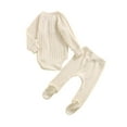 thumbnail image 3 of Bagilaanoe 2pcs Newborn Baby Girl Boy Long Pants Set Ribbed Long Sleeve Romper Tops + Footed Trousers 3M 6M 9M 12M 18M Infant Fall Casual Outfits, 3 of 7