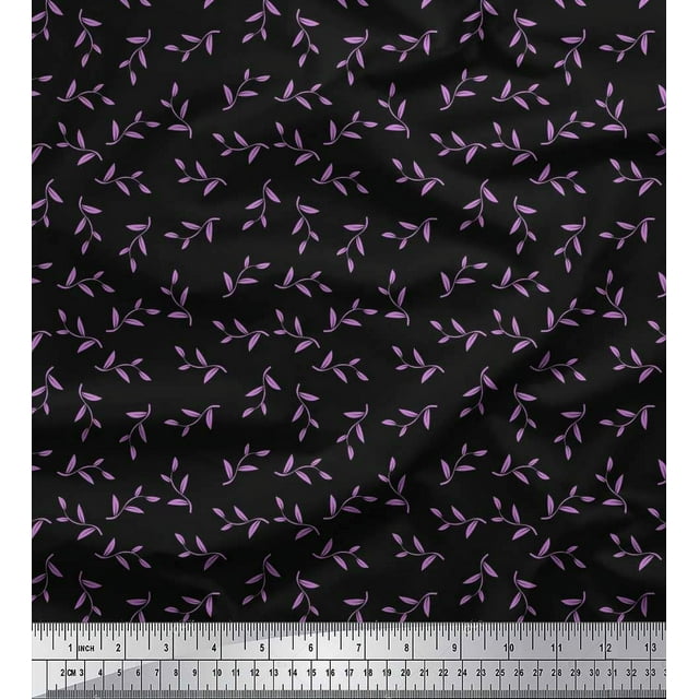 Soimoi polyester Crepe Fabric Artistic Leaves Fabric Prints By Yard 42 Inch Wide