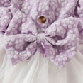 thumbnail image 6 of GYRATEDREAM Infant Baby Girl Party Tulle Dress Toddler Ruffle Long Sleeve Butterfly Print Bow Dress with Headband Kids Cute Spring Summer Fall Birthday Princess Dress Clothes Purple for 6M-3T, 6 of 8