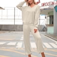 thumbnail image 5 of Usmixi 2 Piece Lounge Sets for Women Fleece Pajamas Sets Women V Neck Long Sleeve Pullover and Long Pants 2 PC Sets Casual Solid Homewear Sets Sleepwear Plush Loungewear Sets, 5 of 7