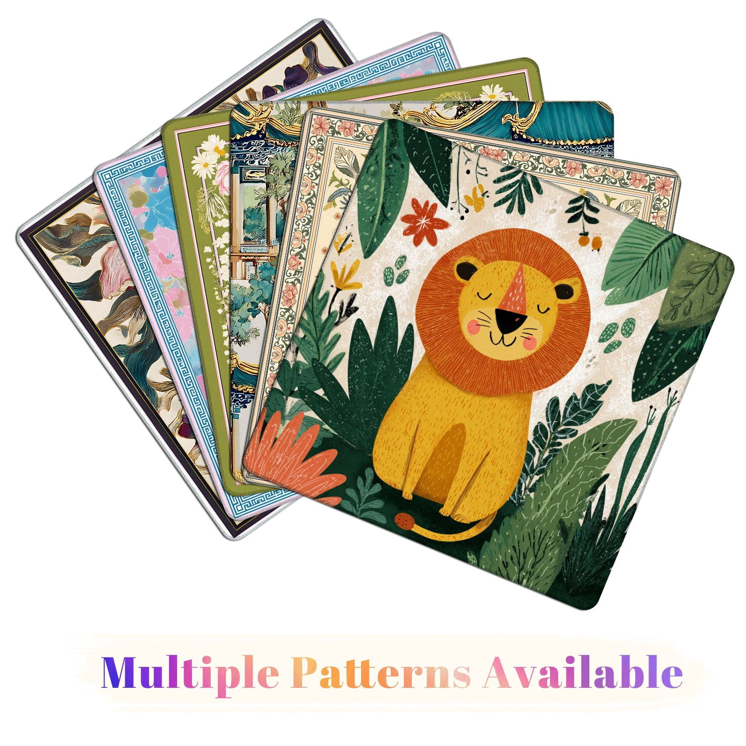 Mahjong Mat 31.5" x 31.5" Cute lion jungle seamless Hand drawn for Non-Slip Noise Reduction American Mahjong Tiles Table Cover for Dominoes Poker Card Board Games Gift