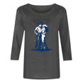 thumbnail image 4 of Staron Women's 3/4 Sleeve Western Print Casual T-Shirt Round Neck Loose Fit Bohemian Top Blouse, Gray M, 4 of 4