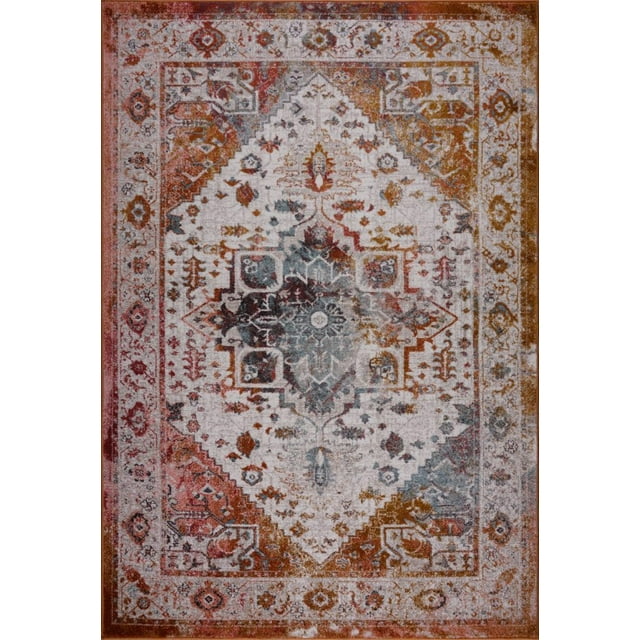Ladole Rugs Tapis d'Intérieur Design Traditionnel Turc Fabriqué à la Machine, Tapis en Brun Crème
