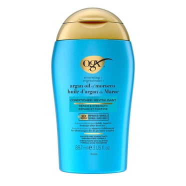 OGX Renewing + Argan Oil of Morocco Conditioner, Damage Repairing Conditioner + Argan Oil to Help Strengthen & Repair Dry, Damaged Hair, Travel Size, TSA-Compliant