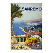 San Remo Italy Travel Poster 1920 20x30 Lush Flowers Mediterranean Coast