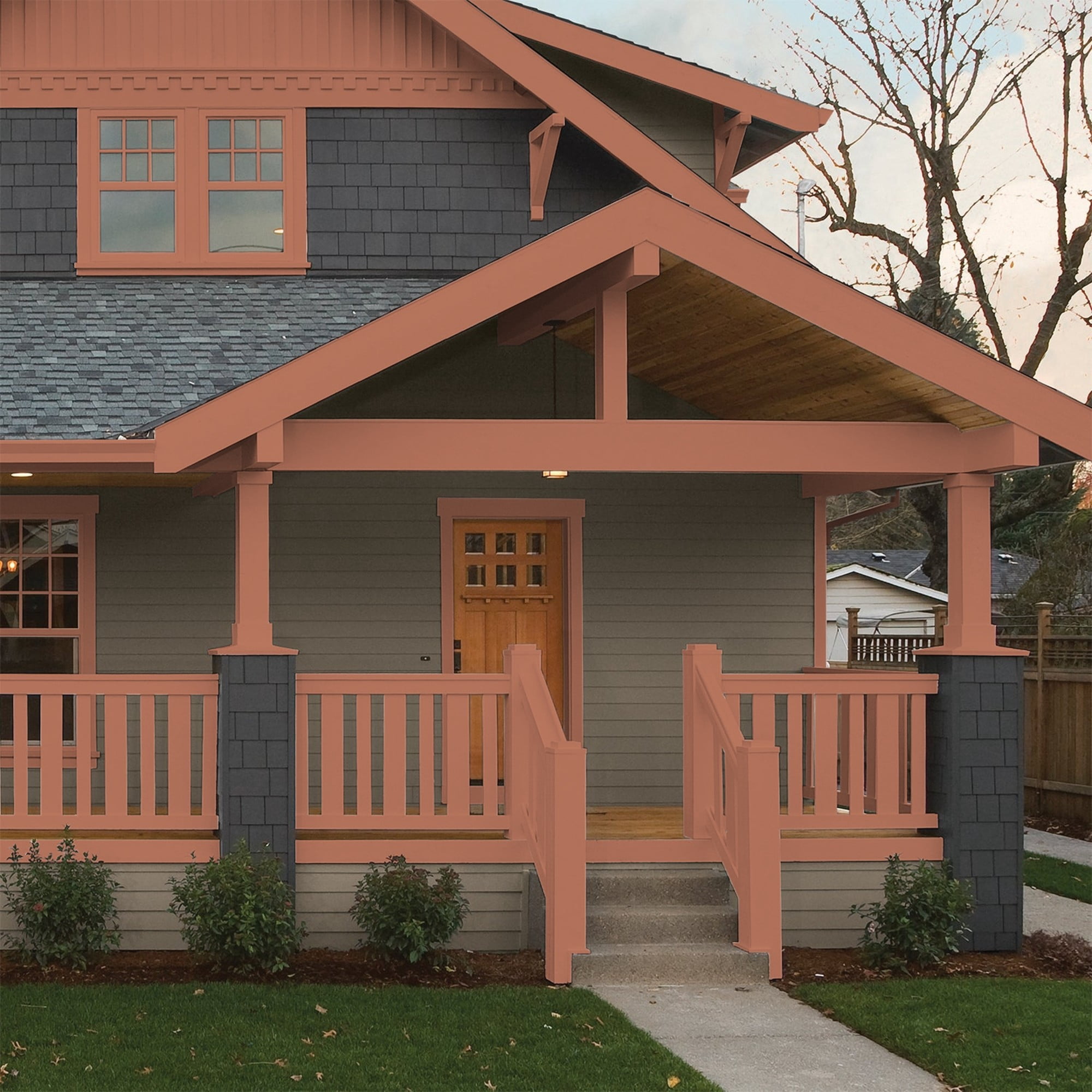 Glidden One Coat Copper Beech / Orange Semi-Gloss Exterior Paint with Primer, 5 Gallon