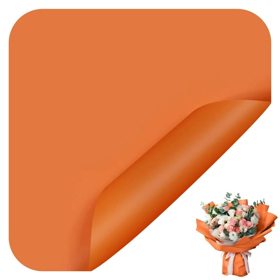 Valentine's Day Gift Wrap Orange Wrapping Paper 20 Sheets Flower bouquet wrapping paper Waterproof Solid Gift Wrapping Paper Roll for Wedding Birthday Baby Shower Graduation Father's Mother's Day