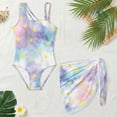thumbnail image 4 of SEANATIVE Girls One Piece Swimsuits with Mesh Coverups Kid Teen Bathing Suit 2 PCS Swimwear Back Cutout Beachwear for Travel Beach Swimming Pools, Size 9-10, Tie-dye Star Yellow Violet Blue, 4 of 7