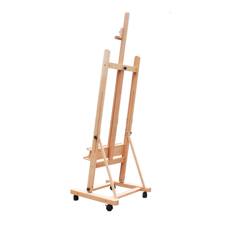 Wood Art Easel for Floor with Storage Compartment, Tilting - Natural