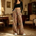 thumbnail image 3 of Women's Wide Leg Jeans Floral Print Bohemian Style Flowy Loose Wide Leg Vintage Baggy Jeans High Waist Stretchy Straight Leg Loose Denim Pants with Pockets, 3 of 8