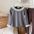 thumbnail image 4 of ZyeKqe Cute Tops for Girls Lace Eyelet Ruffled Crewneck Ribbed Knit Long Sleeve Shirts Casual Blouse for Little Girls, 4 of 5