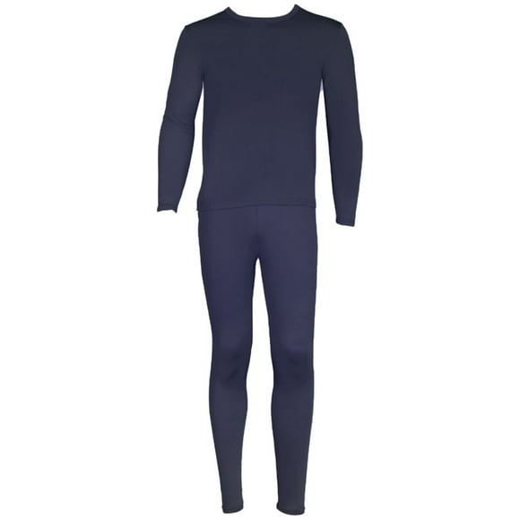 SLM Men's Microfiber Fleece Thermal Underwear Two Piece Long Johns Set-Large-Navy Blue