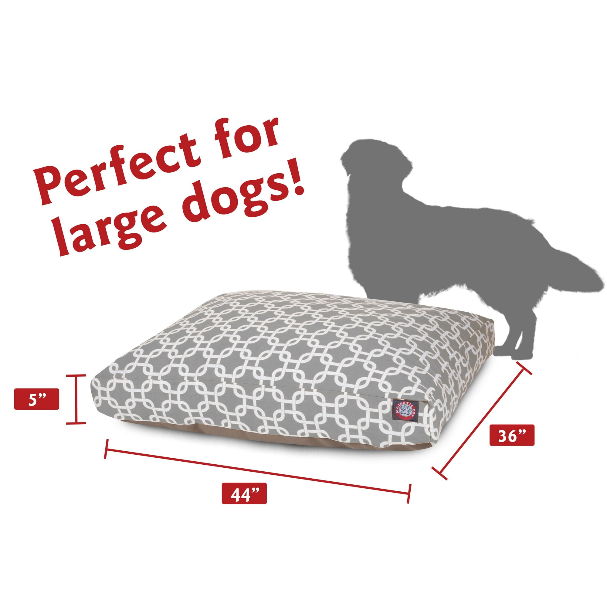 Majestic Pet | Links Shredded Memory Foam Rectangle Pet Bed For Dogs, Removable Cover, Gray, Large
