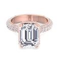 thumbnail image 2 of Azores - Moissanite Emerald Cut Lab Diamond Engagement Ring with Sidestones and Hidden Halo, 2 of 4
