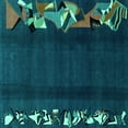 thumbnail image 1 of Ahgly Company Machine Washable Indoor Square Abstract Turquoise Blue Modern Area Rugs, 8' Square, 1 of 4