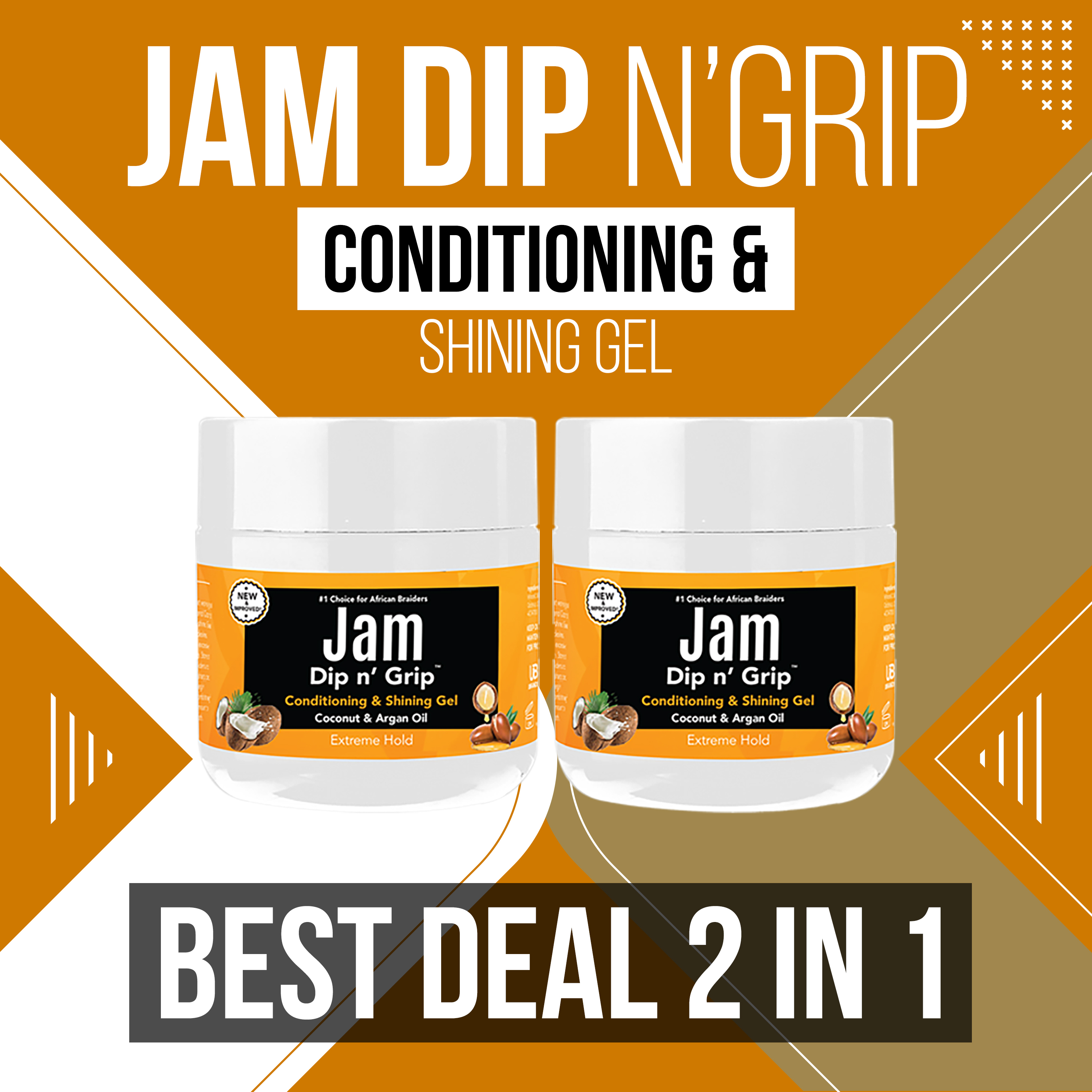 Jam Dip n Grip Coconut and Argan Oil Clarifying Hair Styling Gel 4oz (2 Pack) - Unisex - image 2 of 6