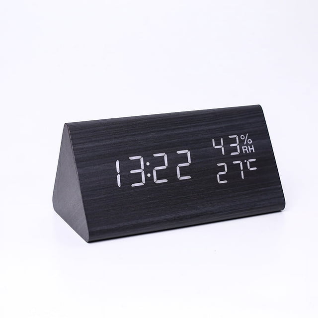 Reloj digital, despertador de madera, despertador digital con 2 configuraciones de alarma, despertador electrónico alimentado por USB, despertador digital