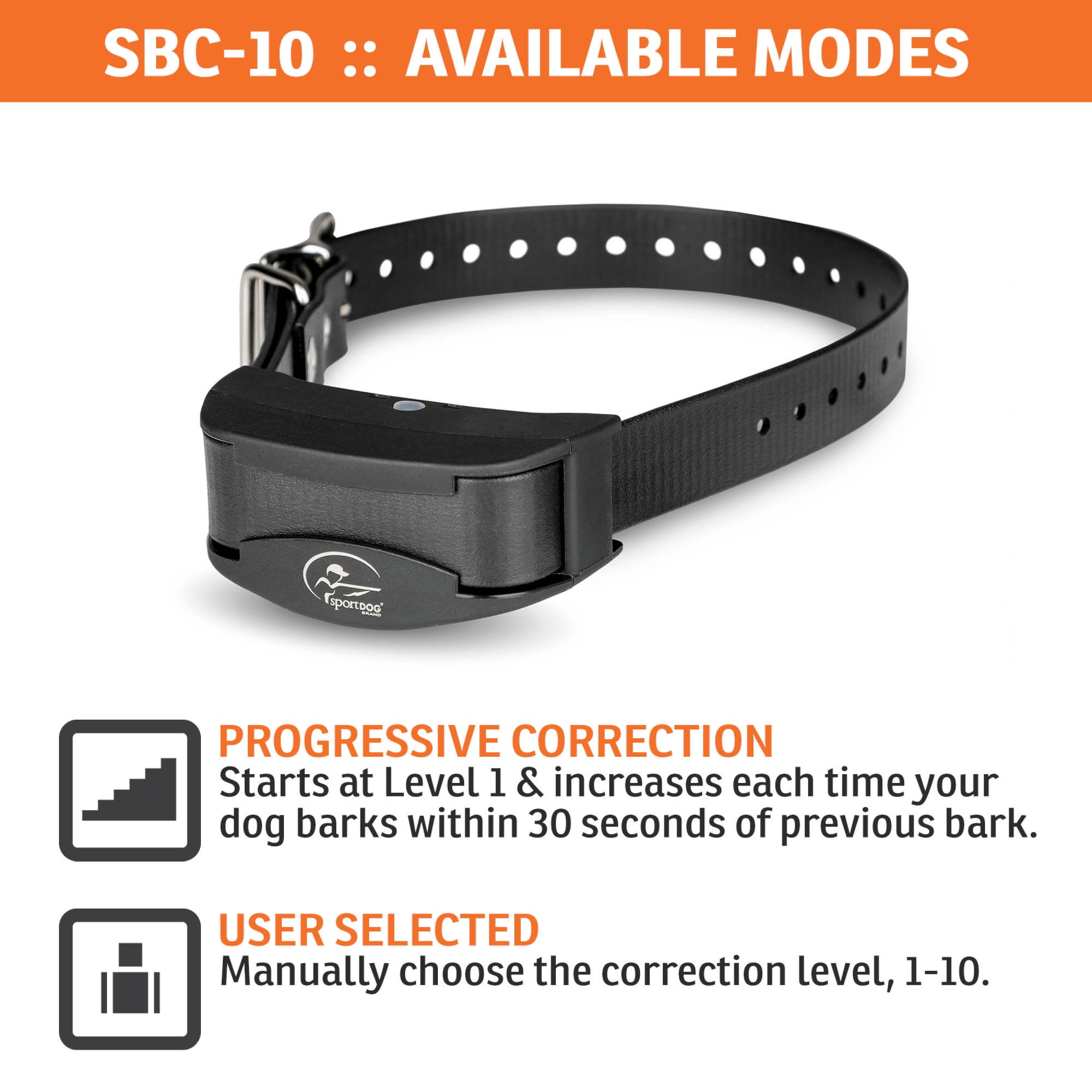 (2 pack) SportDOG Brand NoBark 10 Collar - Rechargeable Bark Collar, Waterproof, Black