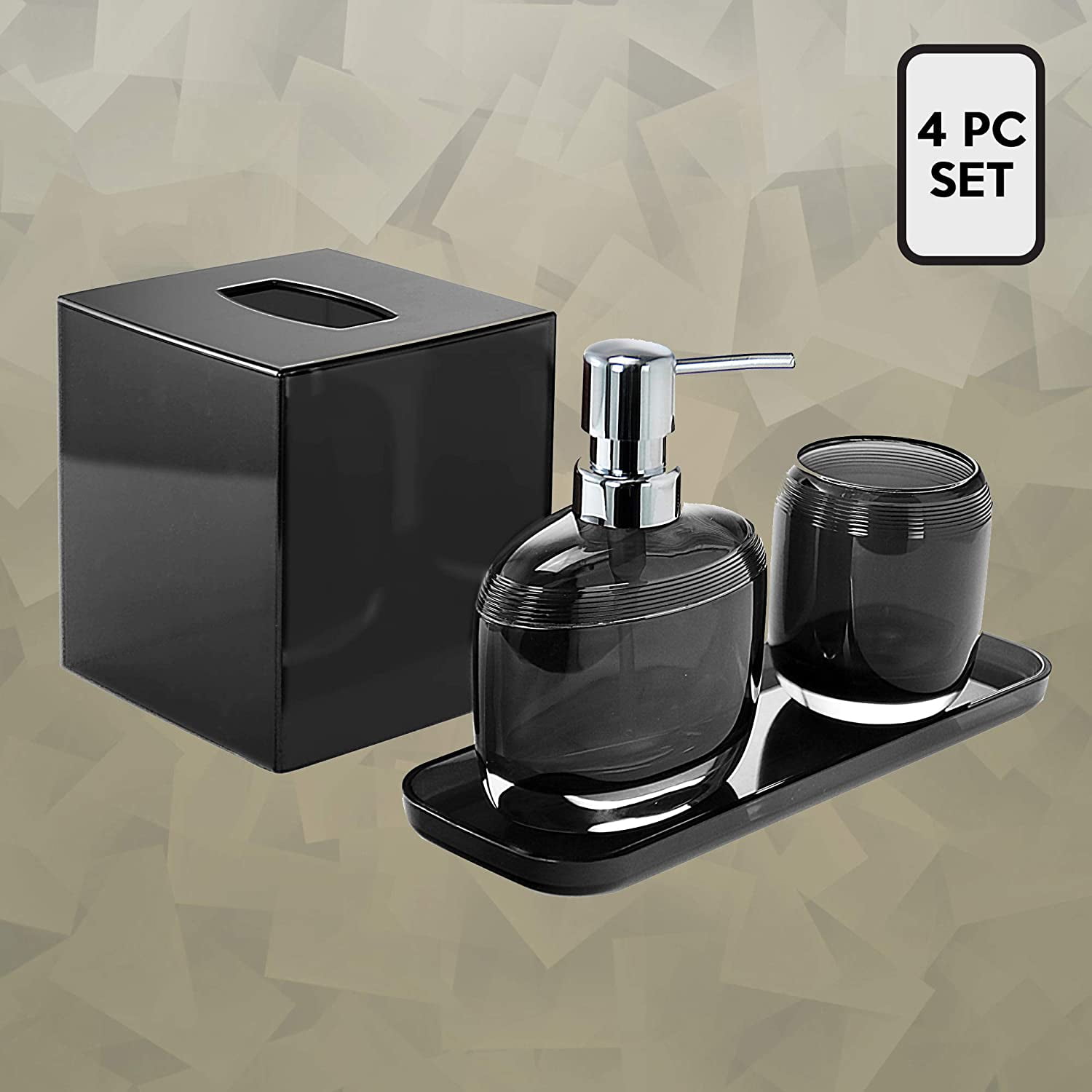 Black Bathroom Restroom Decoration Accessories Set Decor with Soap