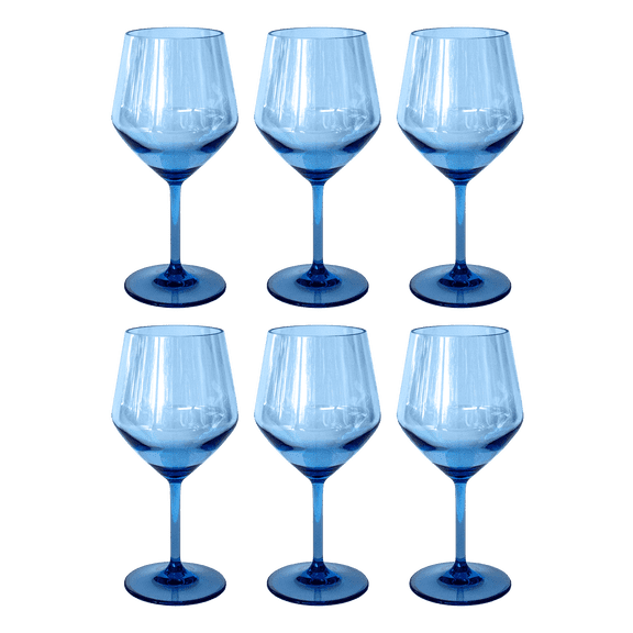 Abode Homewares by TarHong Angle Goblet, Blue, 23 oz, Set of 6